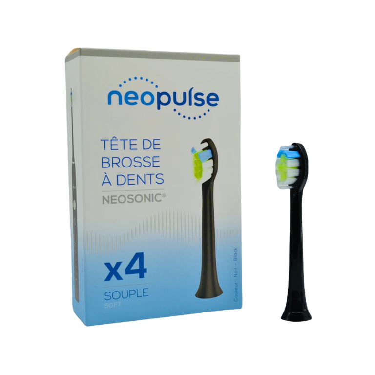 NEOPULSE Recharge 4 Têtes Brosse à Dents Souples Noir Nettoyage Doux Gencives