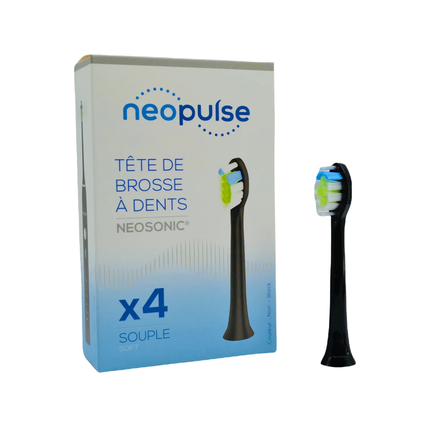 NEOPULSE Recharge 4 Têtes Brosse à Dents Souples Noir Nettoyage Doux Gencives NEOPULSE Recharge 4 Têtes Brosse à Dents Souples Noir Nettoyage Doux Gencives