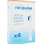 NEOPULSE Recharge 4 Têtes Brosse à Dents Ultra Souples Blanc Nettoyage Doux Gencives Sensibles