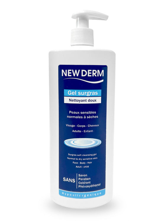 NEW DERM Gel Surgras Nettoyant Doux Peaux Sensibles Normales Sèches Hygiène Quotidienne NEW DERM Gel Surgras Nettoyant Doux Peaux Sensibles Normales Sèches Hygiène Quotidienne