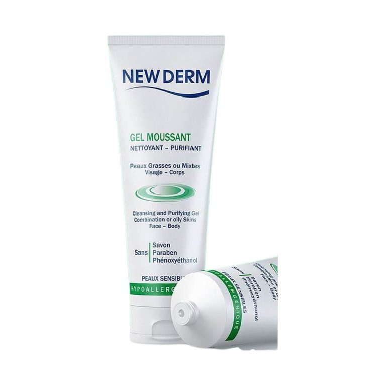 NEW DERM Gel Moussant Purifiant 250ml Peaux Grasses Mixtes Purification Matifiant Contrôle Sébum