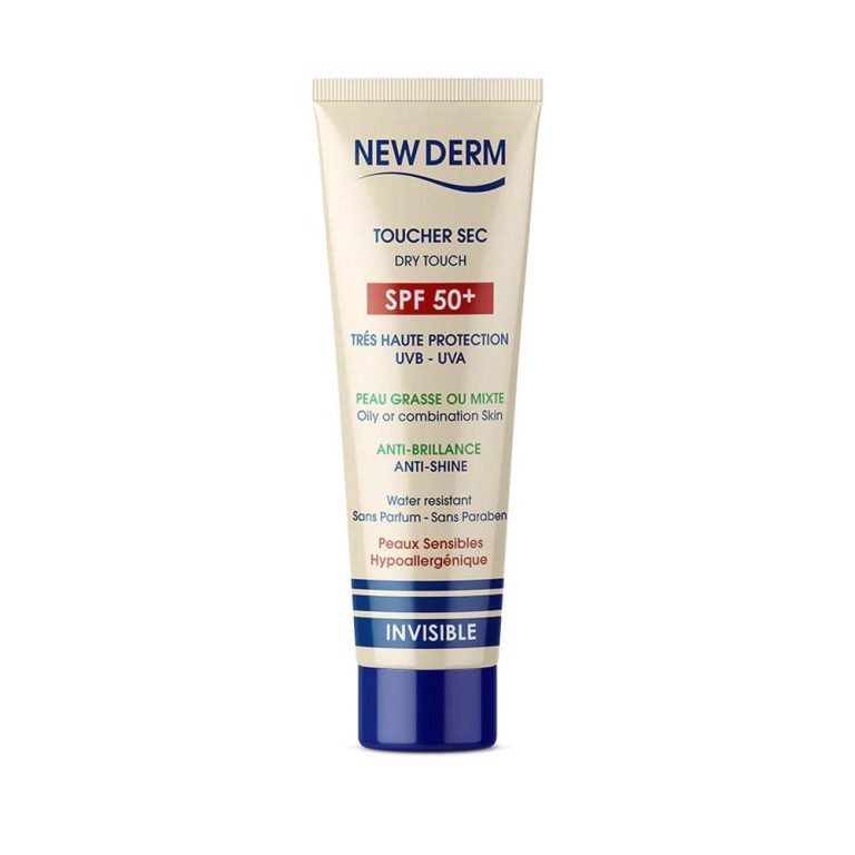 NEW DERM Ecran Invisible Toucher Sec SPF50+ 50ml Protection Solaire Haute Peaux Grasses Mixtes Anti-Brillance