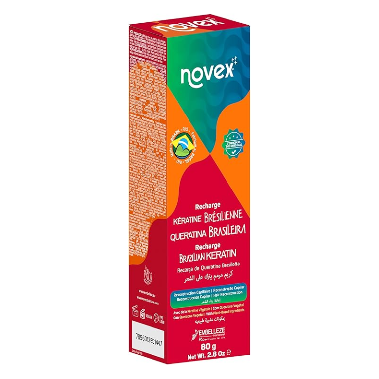 NOVEX Tube Recharge Kératine Brésilien 80 g Masque Réparateur Lissant Cheveux Abîmés