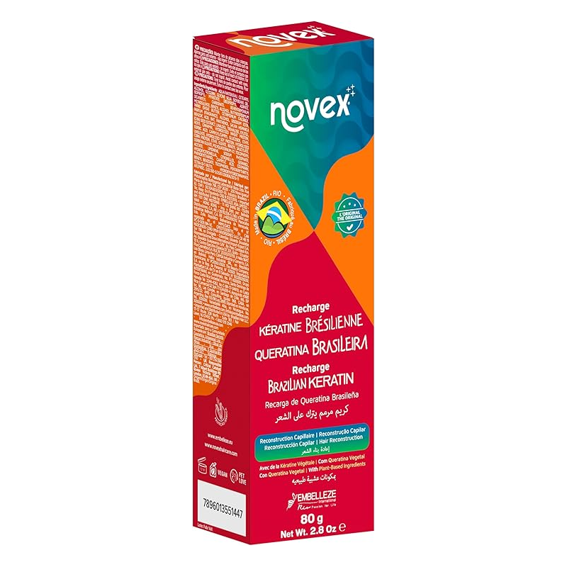 NOVEX Tube Recharge Kératine Brésilien 80 g Masque Réparateur Lissant Cheveux Abîmés NOVEX Tube Recharge Kératine Brésilien 80 g Masque Réparateur Lissant Cheveux Abîmés