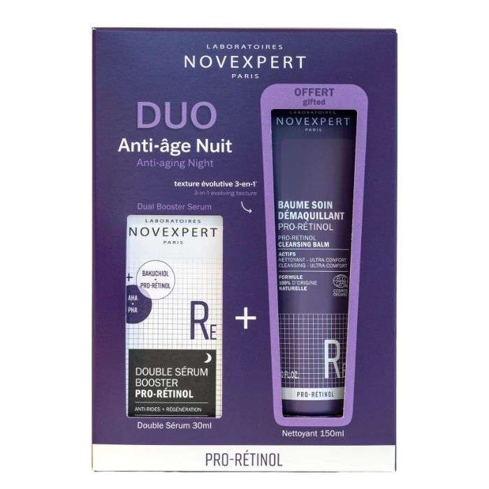 NOVEXPERT Pro Retinol Routine Anti-Âge Double Sérum Booster 30ml + Baume Démaquillant 150ml Offert NOVEXPERT Pro Retinol Routine Anti-Âge Double Sérum Booster 30ml + Baume Démaquillant 150ml Offert