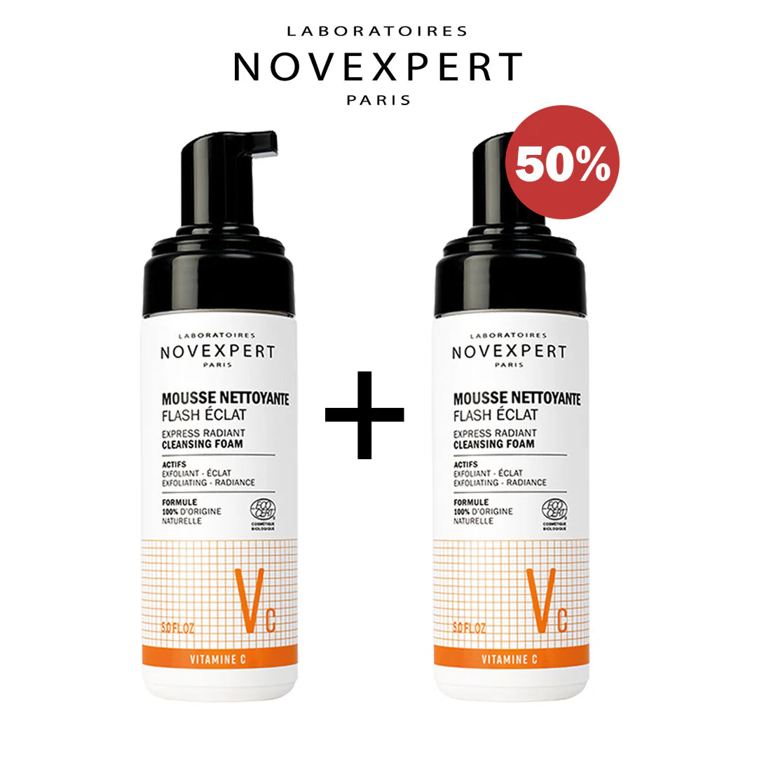 Novexpert Mousse Nettoyante Flash Éclat Vitamine C 150ml Démaquillant Exfoliant x 2 Duo Pack Novexpert Mousse Nettoyante Flash Éclat Vitamine C 150ml Démaquillant Exfoliant x 2 Duo Pack