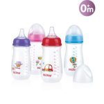 Nuby Biberon Oval Large Tétine Débit 270Ml +0 Mois ID1242