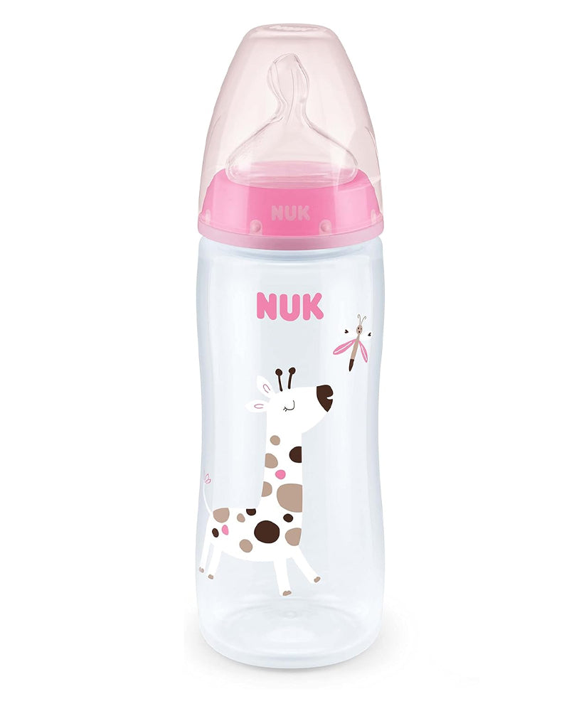 Nuk Biberon PP 300ml tétine en silicone 0-6 mois - Rose Nuk Biberon PP 300ml tétine en silicone 0-6 mois - Rose