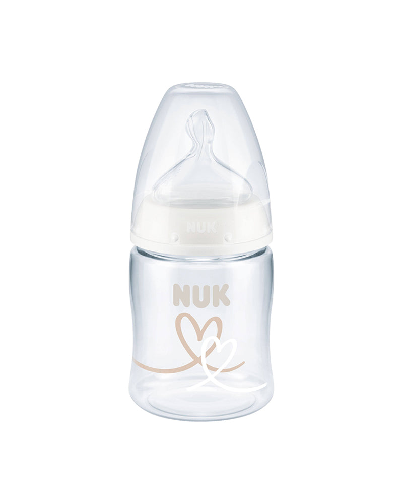 NUK Biberon First Choice+ 0-6m 150ml - Cœur Beige NUK Biberon First Choice+ 0-6m 150ml - Cœur Beige