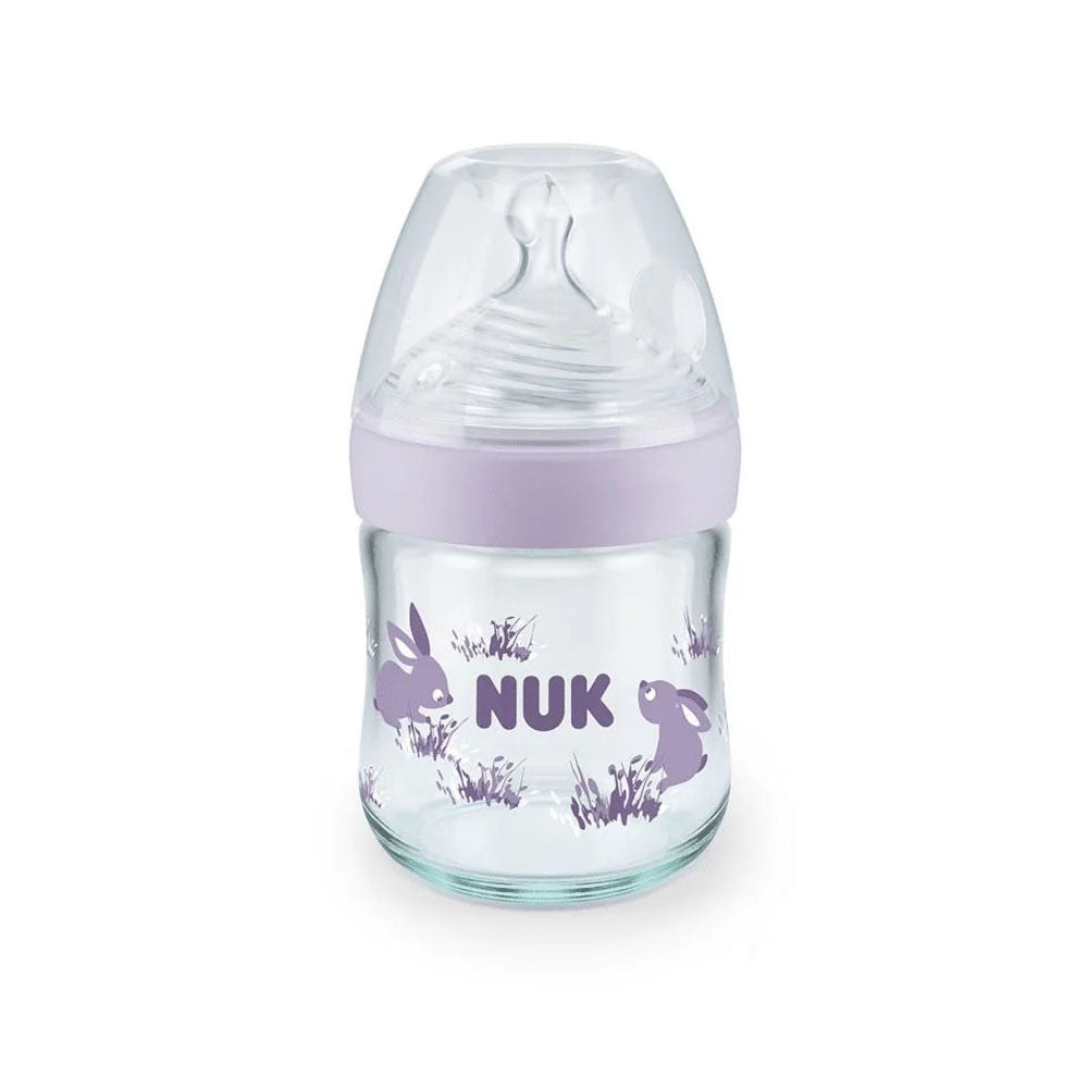 Biberon En Verre Nature Sens 120ml NUK - Mauve Biberon En Verre Nature Sens 120ml NUK - Mauve