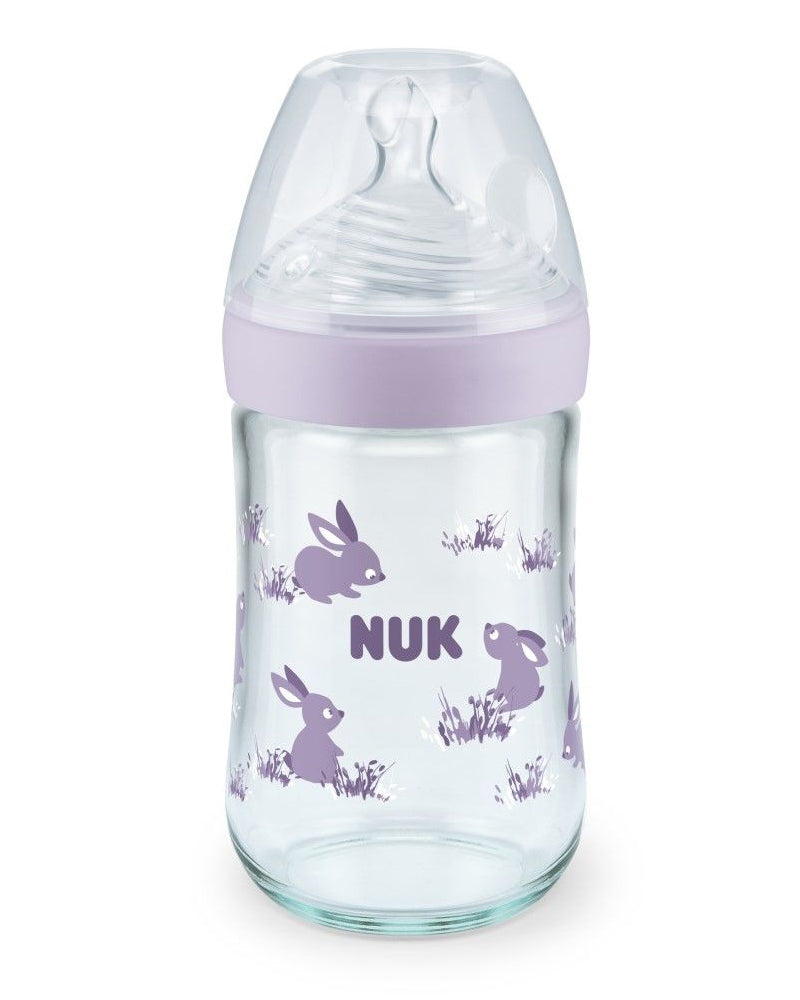 Biberon En Verre Nature Sens 240ml NUK - Mauve Biberon En Verre Nature Sens 240ml NUK - Mauve
