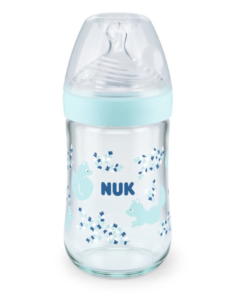 Biberon En Verre Nature Sens 240ml NUK - Bleu Ciel
