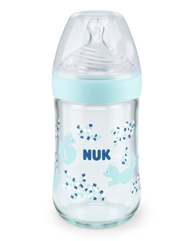 Biberon En Verre Nature Sens 240ml NUK - Bleu Ciel Biberon En Verre Nature Sens 240ml NUK - Bleu Ciel