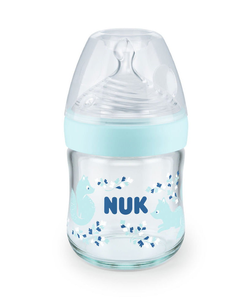 Biberon En Verre Nature Sens 120ml NUK - Bleu Ciel Biberon En Verre Nature Sens 120ml NUK - Bleu Ciel