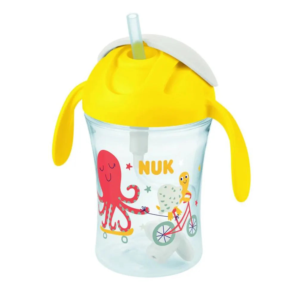 Nuk Cup Gobelet avec Paille Jaune - 230ml Nuk Cup Gobelet avec Paille Jaune - 230ml