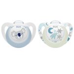 Lot de 2 Sucettes Star Night & Day NUK 0-6M - Étoiles & Bleu