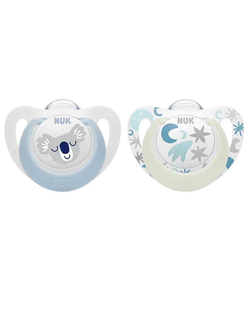 Lot de 2 Sucettes Star Night & Day NUK 0-6M - Étoiles & Bleu Lot de 2 Sucettes Star Night & Day NUK 0-6M - Étoiles & Bleu