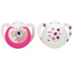 Lot de 2 Sucettes Star Night & Day NUK 6-18M - Rose