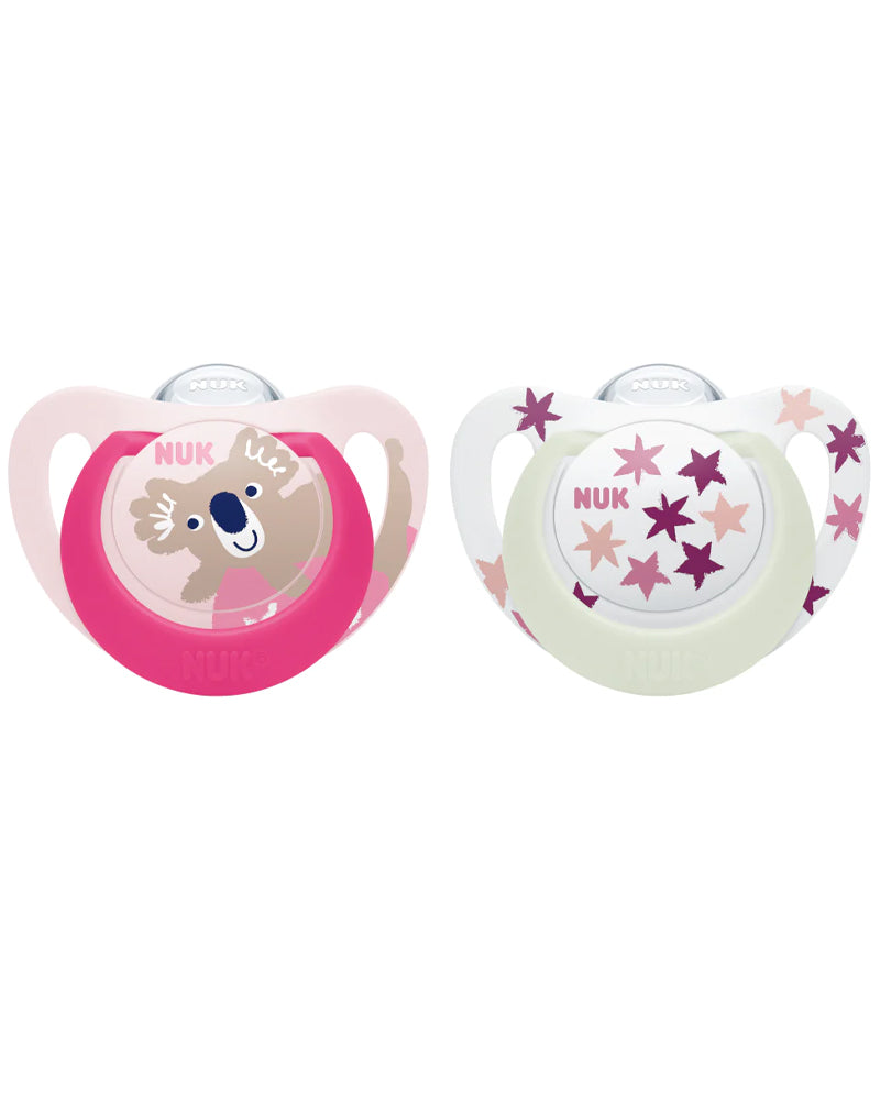 Lot de 2 Sucettes Star Night & Day NUK 6-18M - Rose Lot de 2 Sucettes Star Night & Day NUK 6-18M - Rose