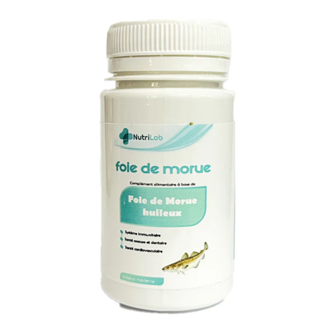 NUTRILAB Foie de Morue 30 Capsules Complément Alimentaire Huile Foie Morue Oméga-3 Vitamines A D Immunité Croissance Vision NUTRILAB Foie de Morue 30 Capsules Complément Alimentaire Huile Foie Morue Oméga-3 Vitamines A D Immunité Croissance Vision