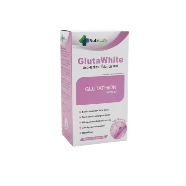 NUTRILAB GlutaWhite Anti-Taches 60 Gélules Complément Alimentaire Glutathion Éclaircissant Taches Pigmentaires Teint Unifié