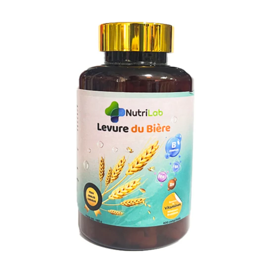 NUTRILAB Levure de Bière 400 Comprimés Beauté Cheveux Ongles Peau Vitamines B Zinc Énergie Vitalité Adultes NUTRILAB Levure de Bière 400 Comprimés Beauté Cheveux Ongles Peau Vitamines B Zinc Énergie Vitalité Adultes