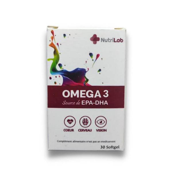 Nutrilab Omega 3 30 Gélules - EPA DHA Cœur Cerveau Vision Santé Cardiovasculaire Nutrilab Omega 3 30 Gélules - EPA DHA Cœur Cerveau Vision Santé Cardiovasculaire
