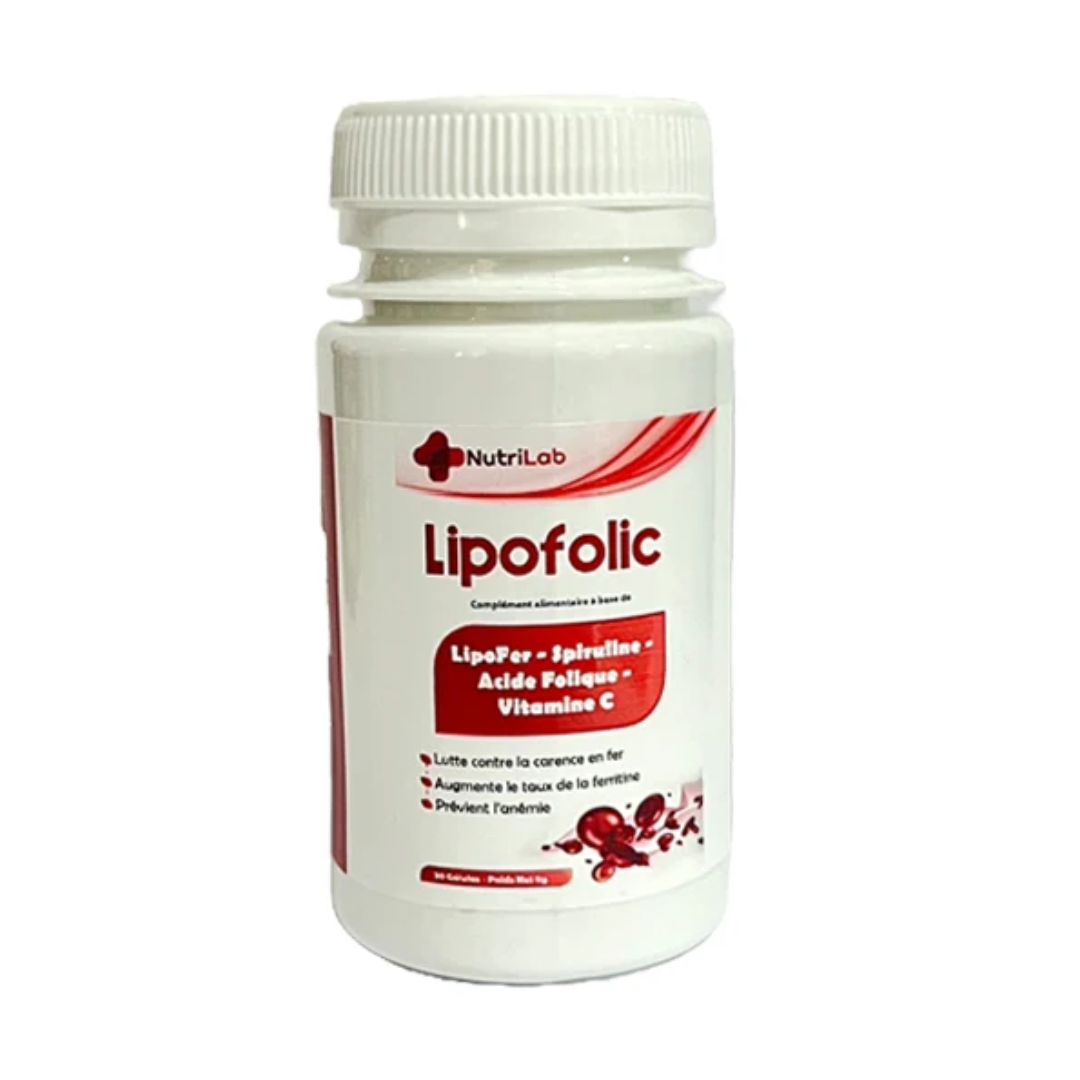 NUTRILAB Lipofolic Fer 30 Gélules Complément Alimentaire Fer Acide Folique Grossesse Femmes Enceintes Anémie Vitalité NUTRILAB Lipofolic Fer 30 Gélules Complément Alimentaire Fer Acide Folique Grossesse Femmes Enceintes Anémie Vitalité