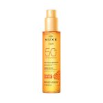 Nuxe Sun Huile Bronzante Haute Protection SPF50 150ml - Huile Solaire Bronzante Protège Visage Corps