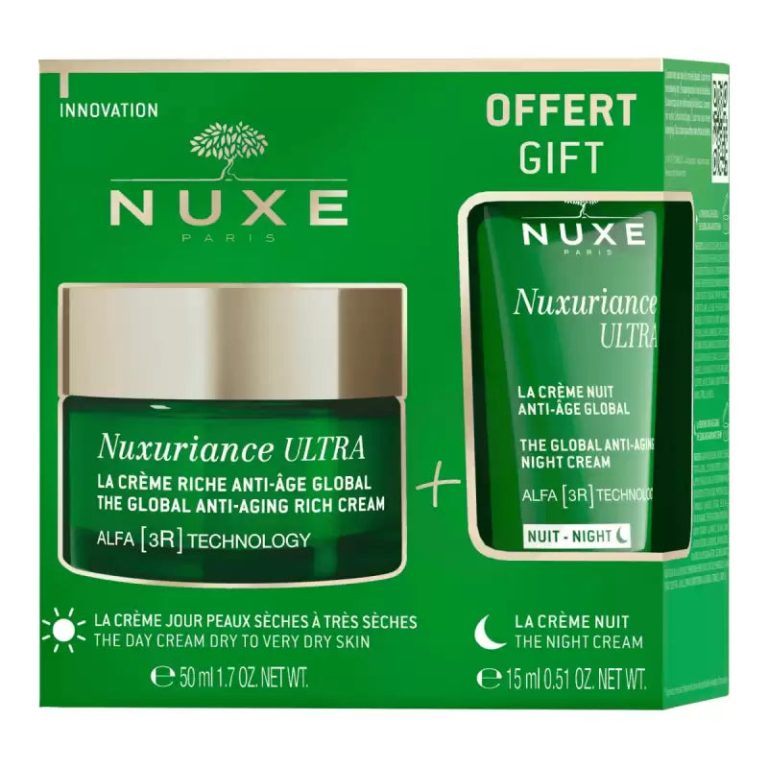 NUXE Nuxuriance Ultra Crème Riche Anti-Âge Globale 50ml + Crème Nuit 15ml Coffret Redensifiant Peaux Sèches