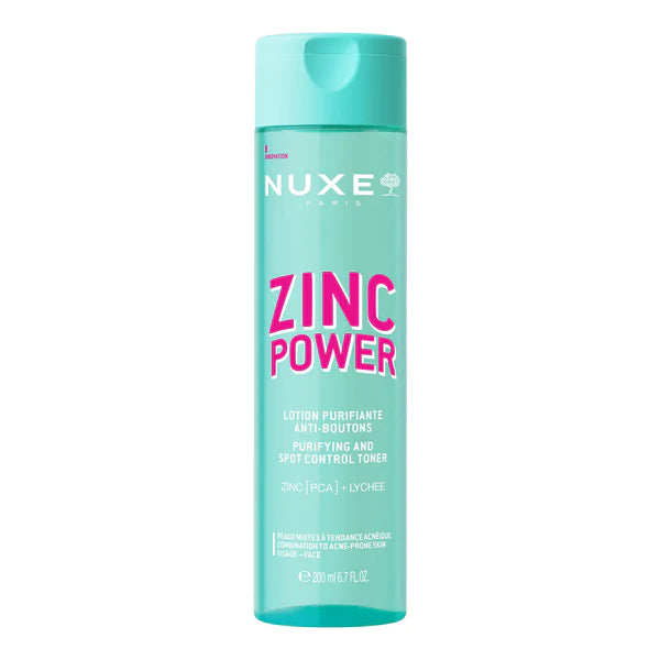 NUXE Zinc Power Lotion Purifiante Anti-Boutons 200ml Tonique Visage Peaux Grasses Acnéiques