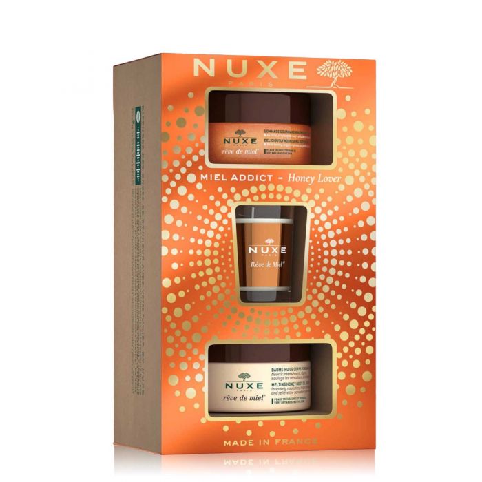 Nuxe Coffret Gommage gourmand nourrissant corps + Baume-huile corps + Bougie Nuxe Coffret Gommage gourmand nourrissant corps + Baume-huile corps + Bougie