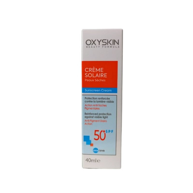 Oxyskin Crème Solaire Peaux Sèches anti-Taches SPF50+ 40 ml Oxyskin Crème Solaire Peaux Sèches anti-Taches SPF50+ 40 ml