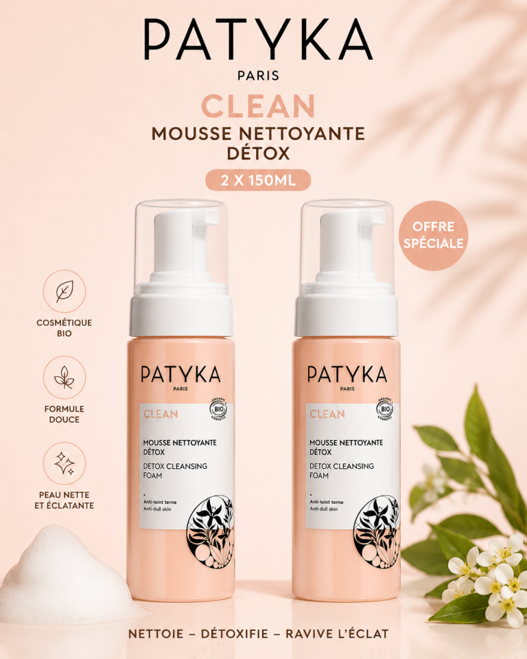 PATYKA Duo Mousse Nettoyante Détox 2x150ml Purifiante Peaux Mixtes Grasses Bio