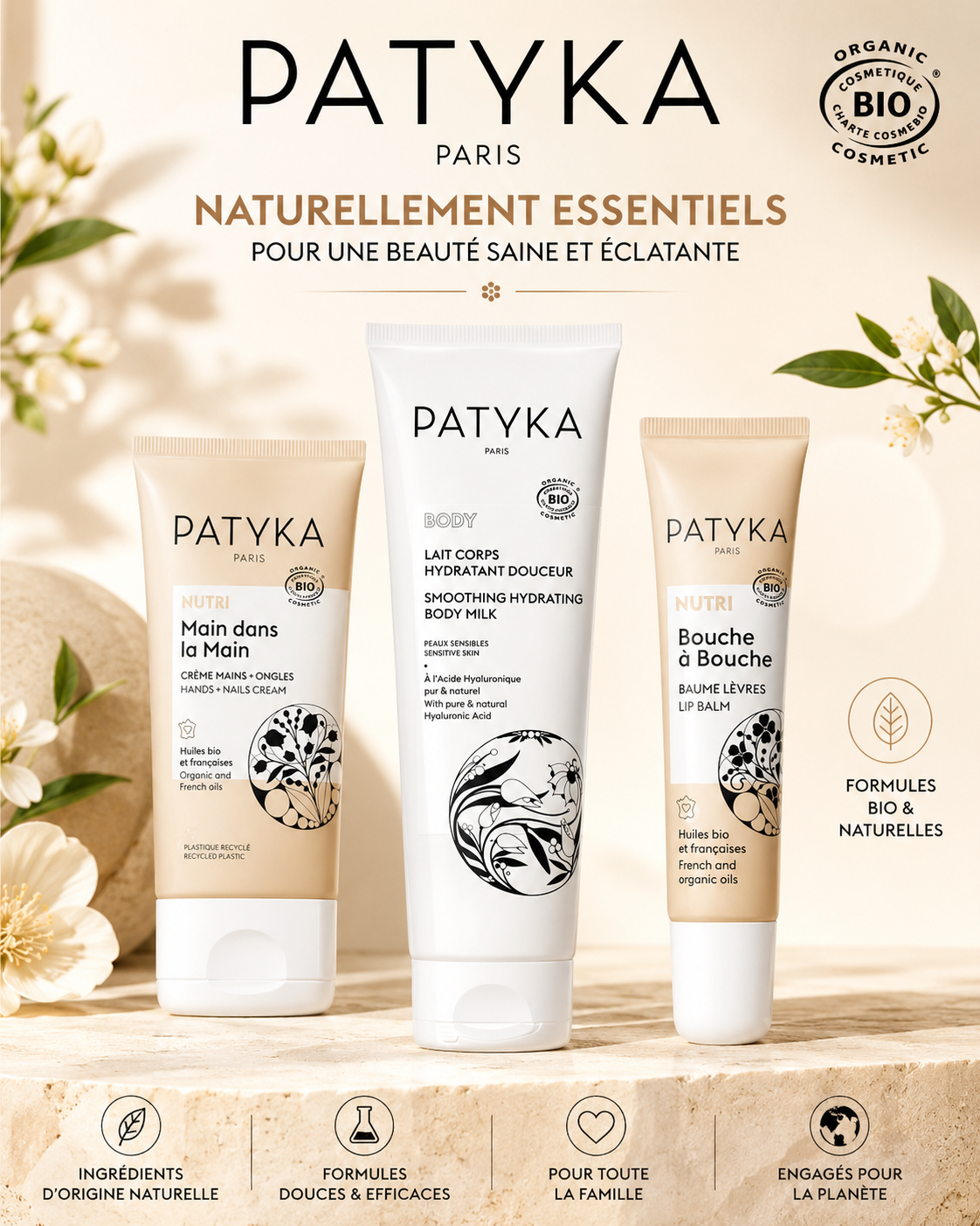 PATYKA Coffret Hydratation + Lait Corps Nutri-Mains + Nutri-Bouche Trio Soin Bio Hydratation Intense · Nutrition · Réparation PATYKA Coffret Hydratation + Lait Corps Nutri-Mains + Nutri-Bouche Trio Soin Bio Hydratation Intense · Nutrition · Réparation