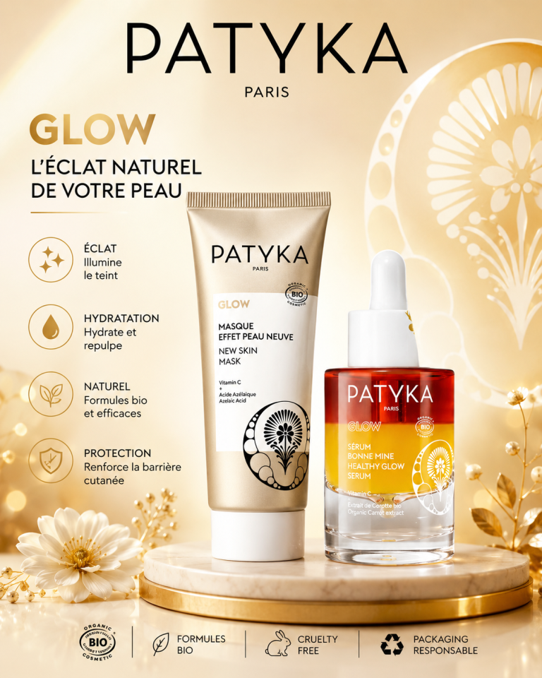PATYKA Coffret Glow Sérum Éclat 30ml + Masque Effet Peau Neuve 50 ML Duo Luminosité Bio