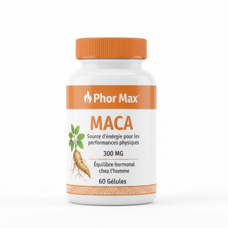 PHORMAX Maca 60 Gélules Complément Alimentaire Maca 300mg Énergie Vitalité Endurance Performance Physique Libido Équilibre