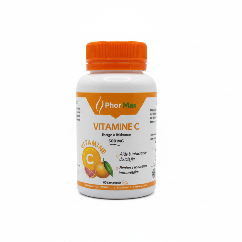 PHORMAX Vitamine C 60 Comprimés Complément Alimentaire Vitamine C 500mg Immunité Antioxydant Énergie Défenses Naturelles Fatigue PHORMAX Vitamine C 60 Comprimés Complément Alimentaire Vitamine C 500mg Immunité Antioxydant Énergie Défenses Naturelles Fatigue
