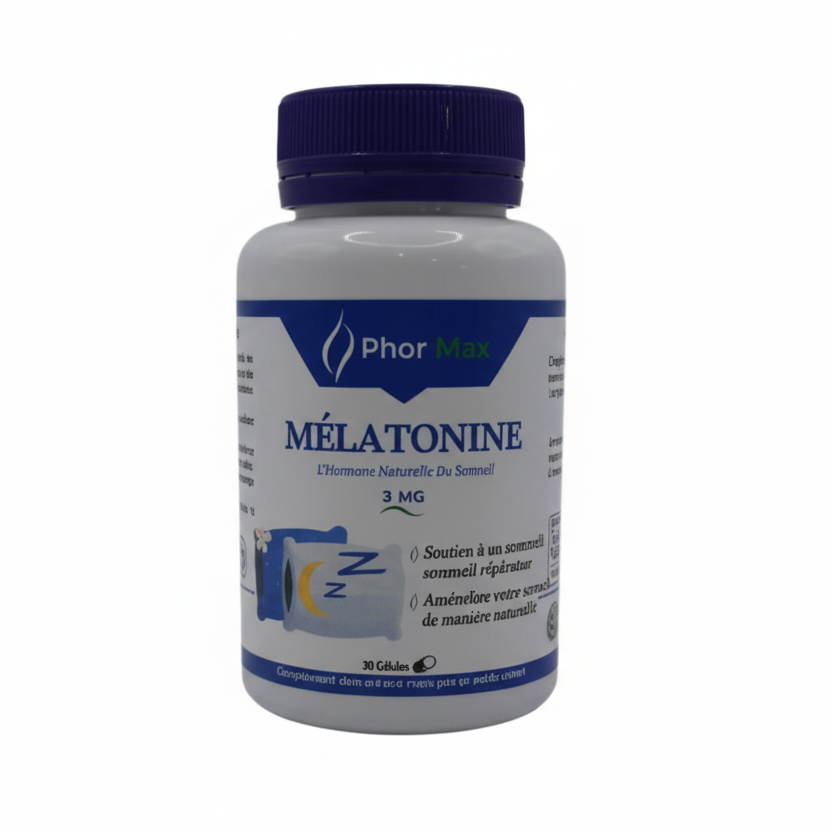 PHORMAX Mélatonine 30 Gélules Complément Alimentaire Mélatonine 3mg Sommeil Endormissement Rythme Circadien Jet Lag PHORMAX Mélatonine 30 Gélules Complément Alimentaire Mélatonine 3mg Sommeil Endormissement Rythme Circadien Jet Lag