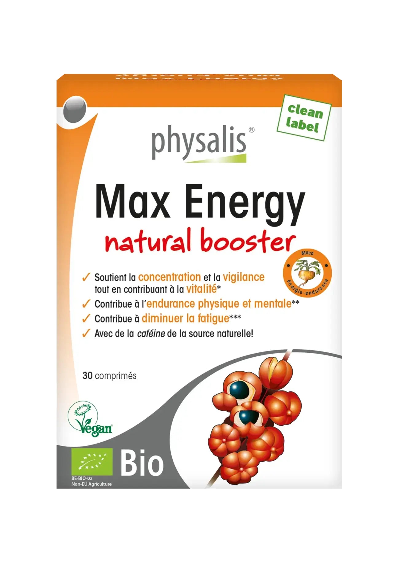 Physalis Max Energy Bio 30 Comprimés Guarana Maca Ashwagandha Vitalité Physalis Max Energy Bio 30 Comprimés Guarana Maca Ashwagandha Vitalité