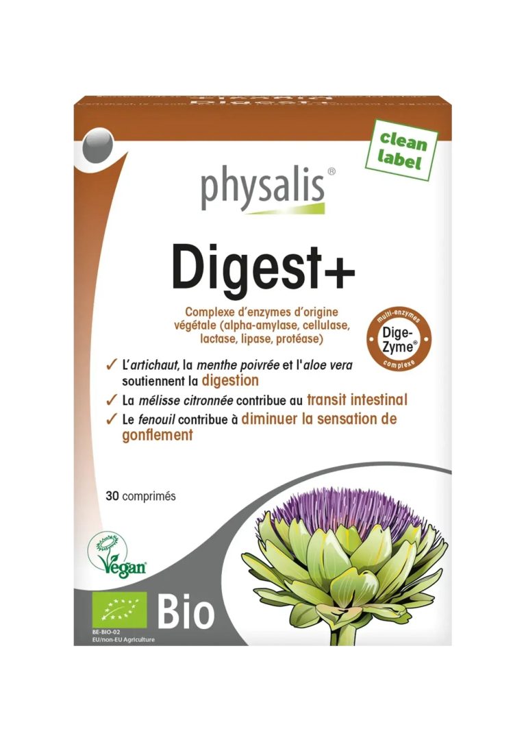 Physalis Digest+ Bio 30 Comprimés Digestion Ballonnements Enzymes Plantes