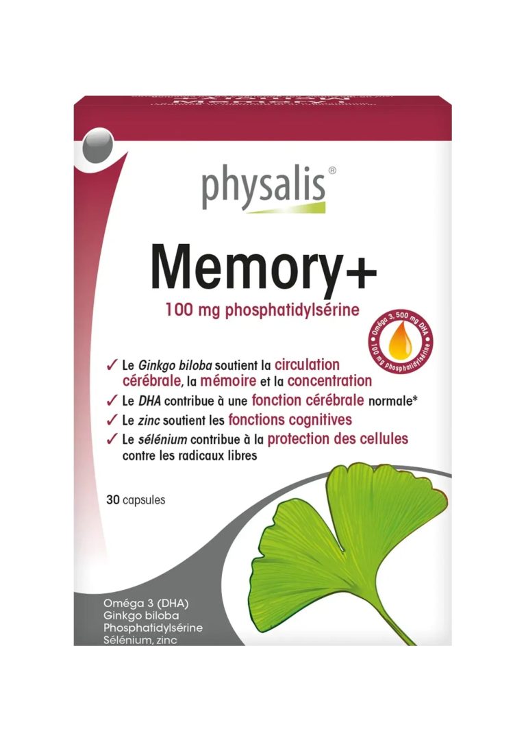 Physalis Memory+ 100mg 30 Capsules Ginkgo DHA Mémoire Concentration Cerveau