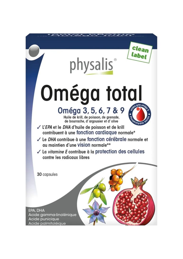 Physalis Oméga Total 3-5-6-7-9 30 Capsules Cœur Cerveau Vision Peau