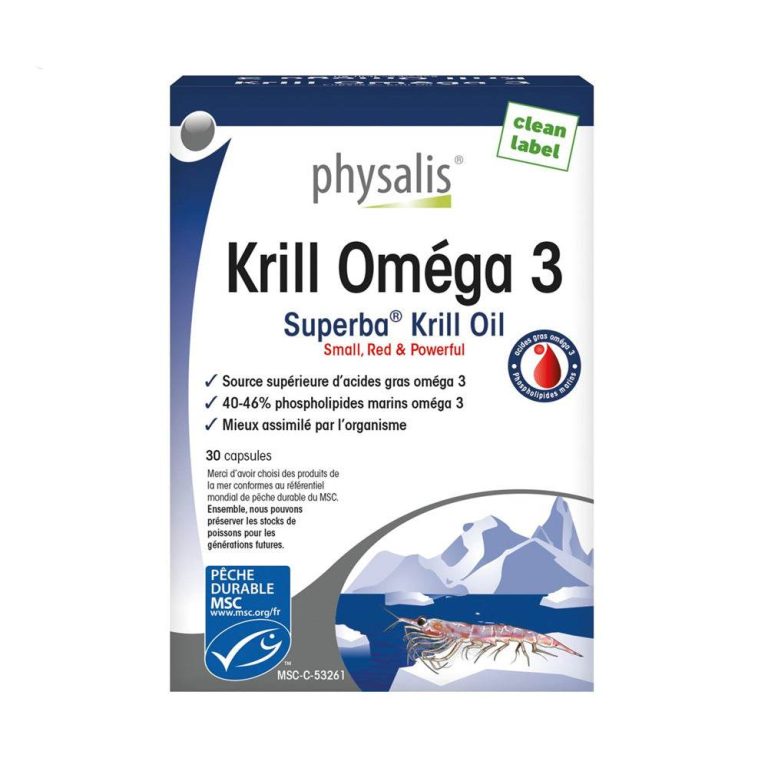 Physalis Krill Oméga 3 30 Capsules Huile Krill EPA DHA Cœur Cerveau