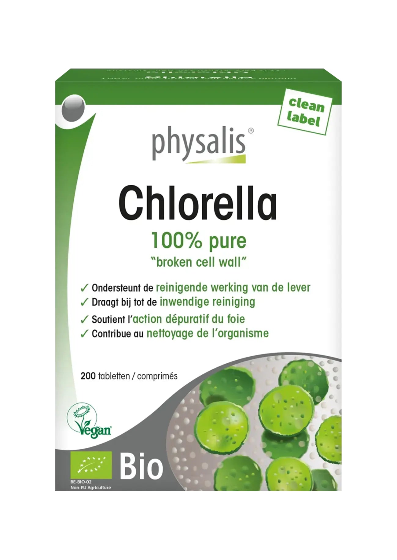 Physalis Chlorella 100% Pure Bio 200 Comprimés Vitalité Détox Foie Physalis Chlorella 100% Pure Bio 200 Comprimés Vitalité Détox Foie