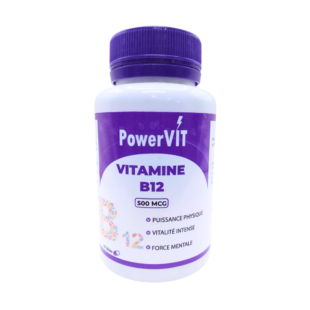 POWERVIT Vitamine B12 500mcg 60 Gélules Énergie Système Nerveux Anti-Fatigue Métabolisme Vitalité POWERVIT Vitamine B12 500mcg 60 Gélules Énergie Système Nerveux Anti-Fatigue Métabolisme Vitalité