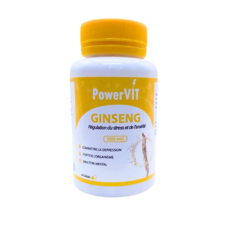 POWERVIT Ginseng 500mg 60 Gélules Énergie Vitalité Adaptogène Performance Physique Mentale Endurance