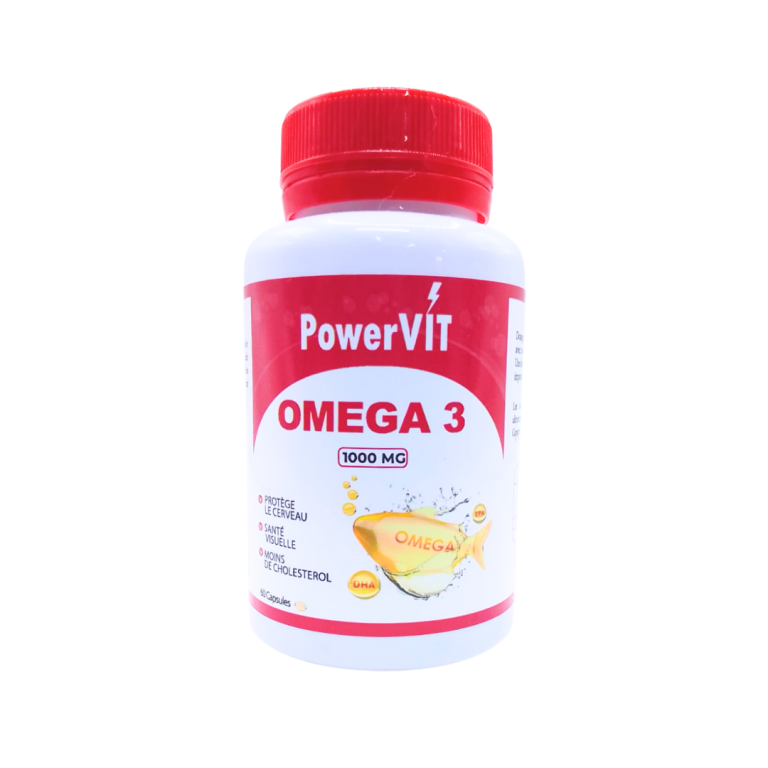 POWERVIT Oméga-3 1000mg 60 Capsules EPA DHA Cardiovasculaire Cerveau Vision Anti-Inflammatoire