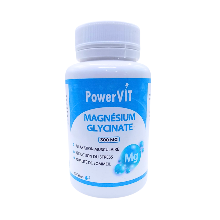POWERVIT Magnésium Glycinate 300mg 60 Gélules Haute Absorption Anti-Stress Sommeil Muscles Relaxation