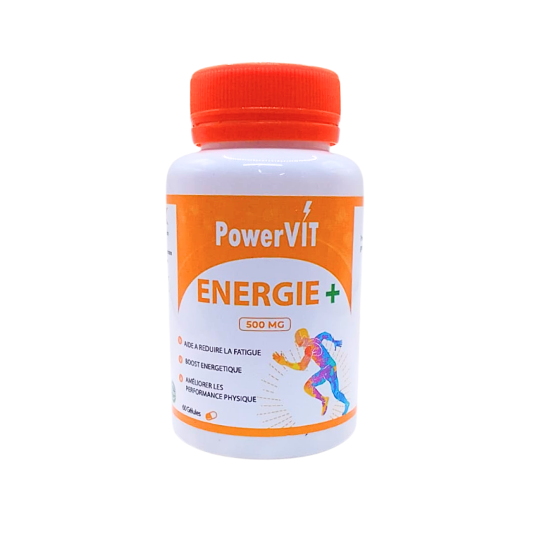 POWERVIT Énergie+ 500mg 60 Gélules Boost Vitalité Performance Physique Mentale Anti-Fatigue Endurance
